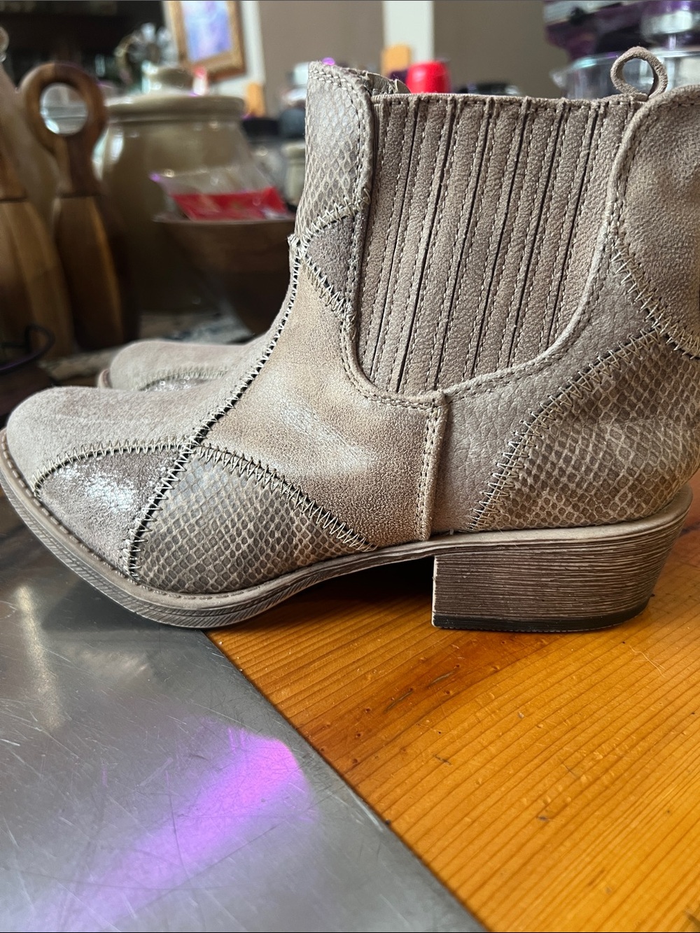 Very G Taupe Textured Ankle Booties
